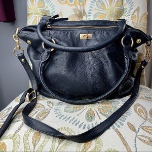 J.Crew Pebble Black Leather Brompton LG Crossbody